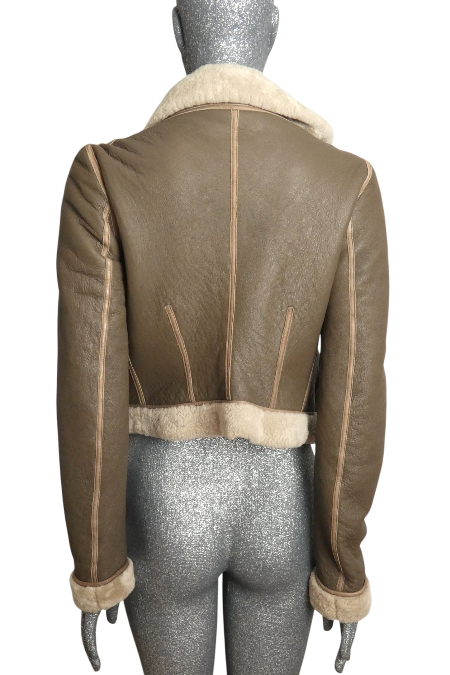 Leather & Shearling Jacket, Size 4