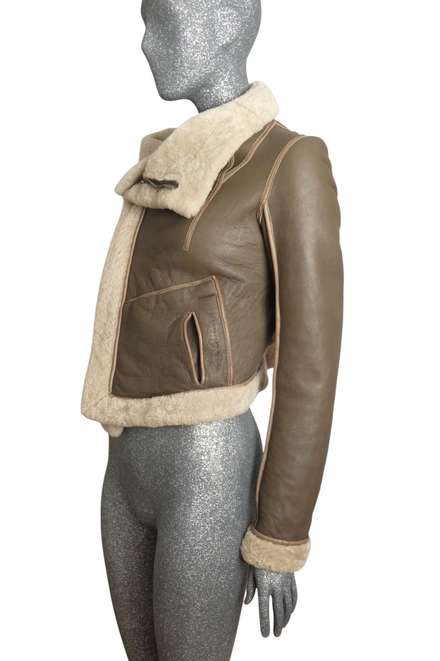 Leather & Shearling Jacket, Size 4