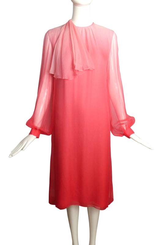 1970s Ombre Chiffon Dress, Size-8
