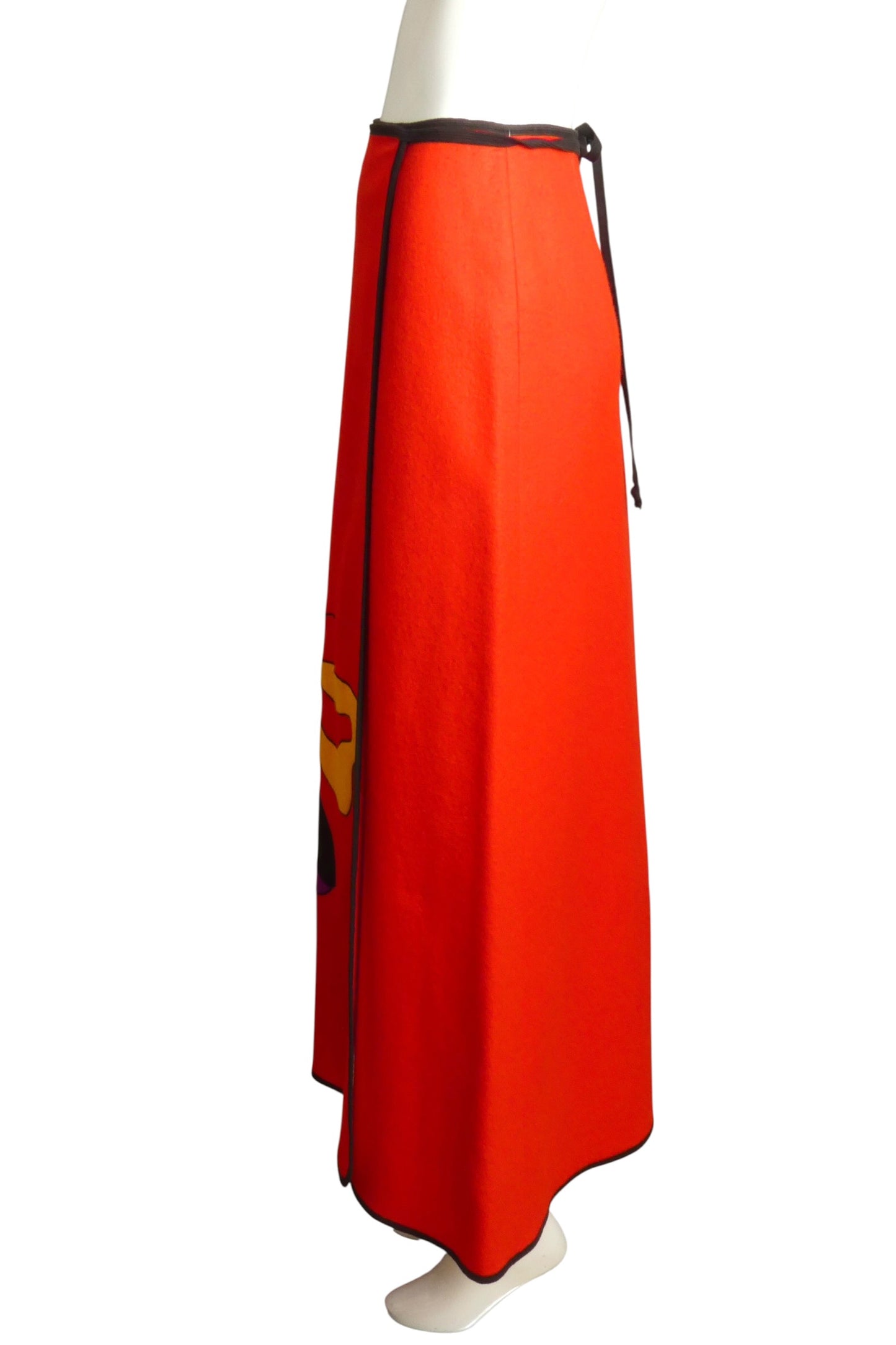 1970s Wool Felt Butterfly Maxi Skirt, Size-2