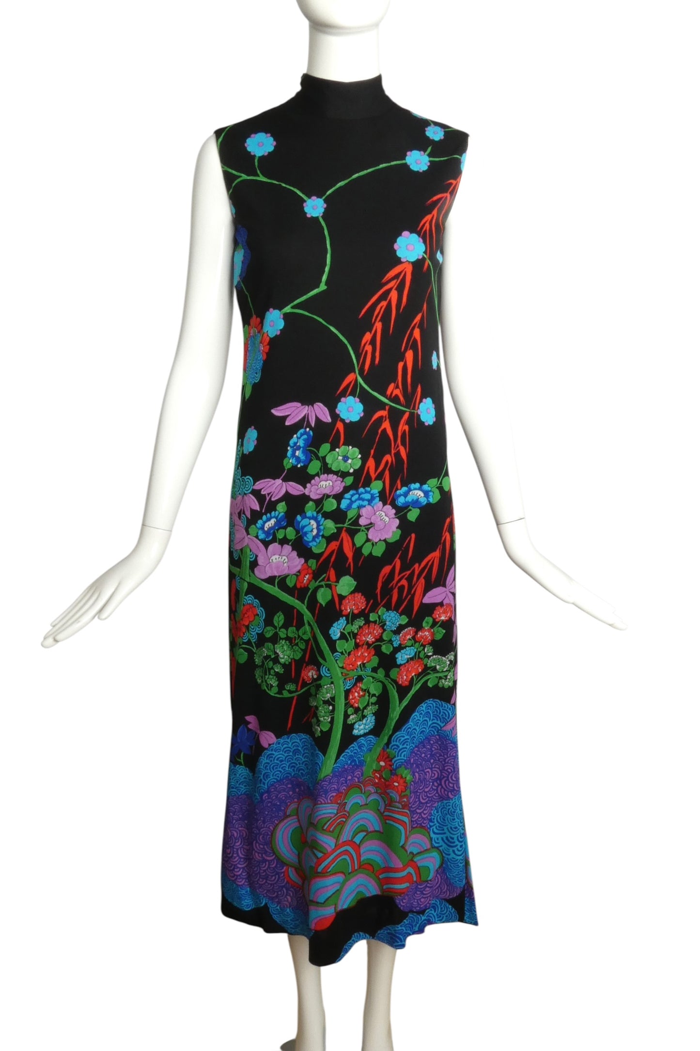 1973 Floral Print Maxi Dress, Size-4