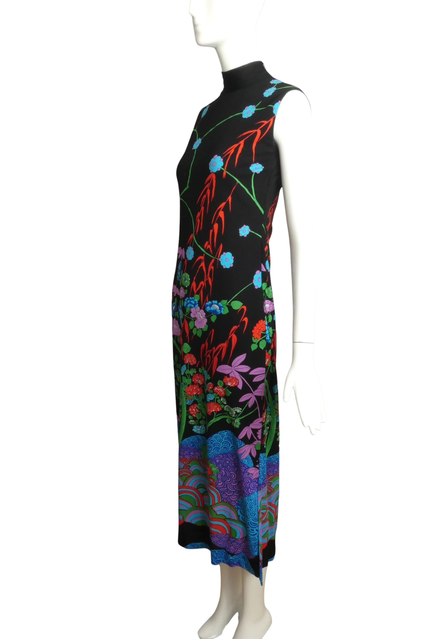 1973 Floral Print Maxi Dress, Size-4