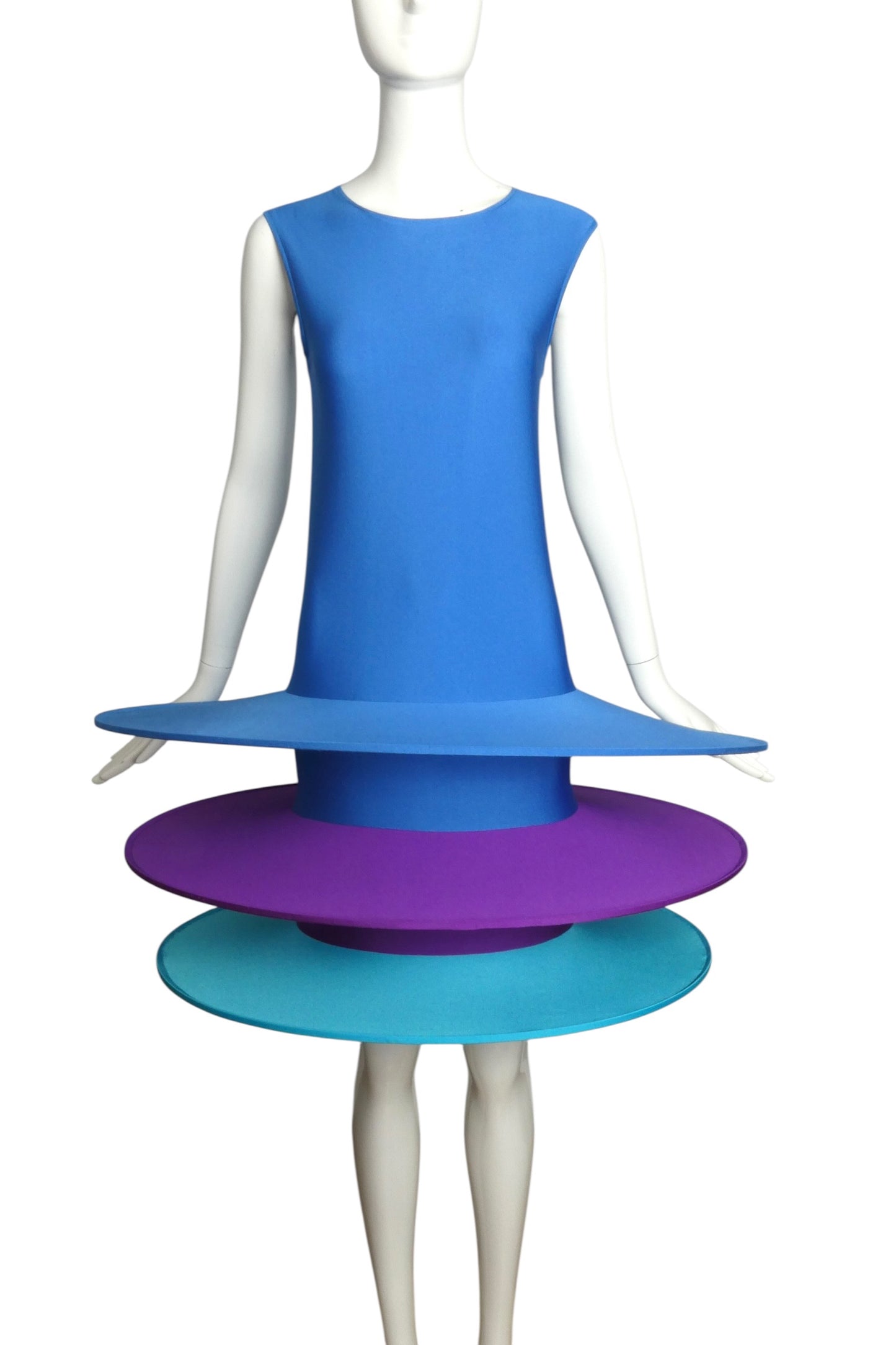 2012 Blue Tiered Knit Hoop Dress, Size-6
