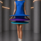 2012 Blue Tiered Knit Hoop Dress, Size-6