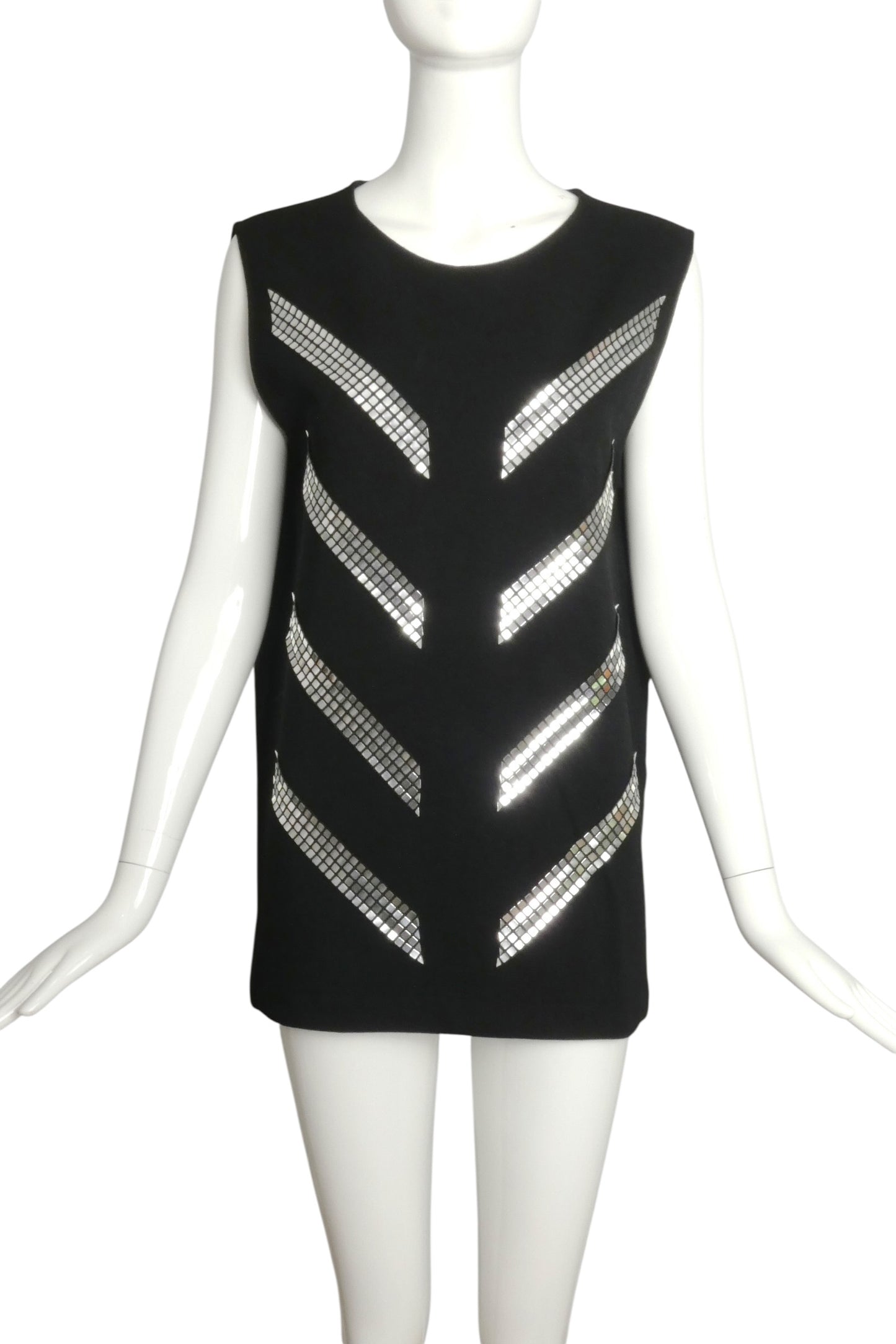 2011 Black Crepe & Mirror Appliqué Dress, Size 8