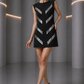 2011 Black Crepe & Mirror Appliqué Dress, Size 8