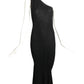 1999 One Shoulder Knit Gown, Size 8