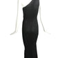 1999 One Shoulder Knit Gown, Size 8