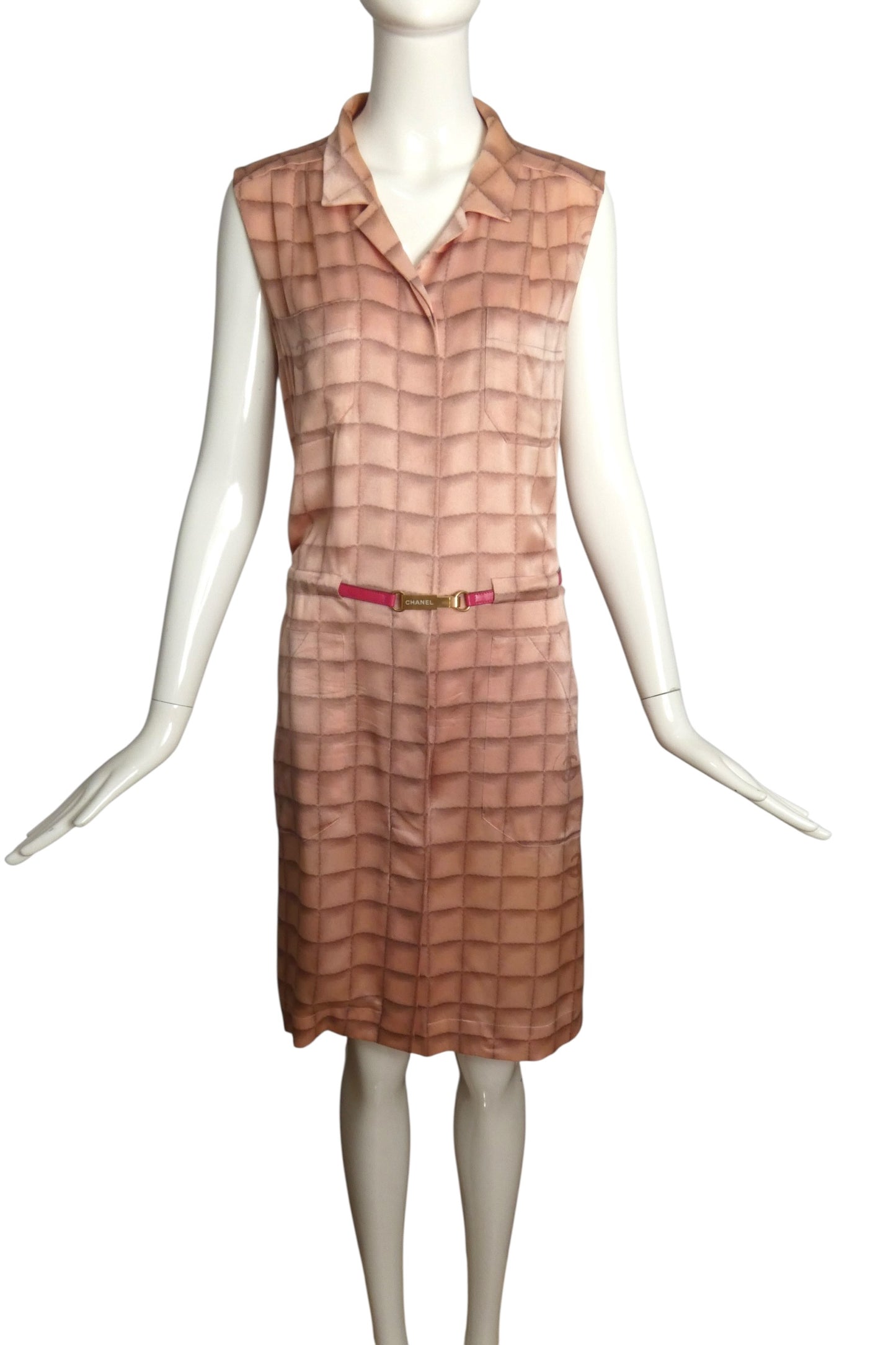 2000 Printed Satin Shift Dress, Size 10