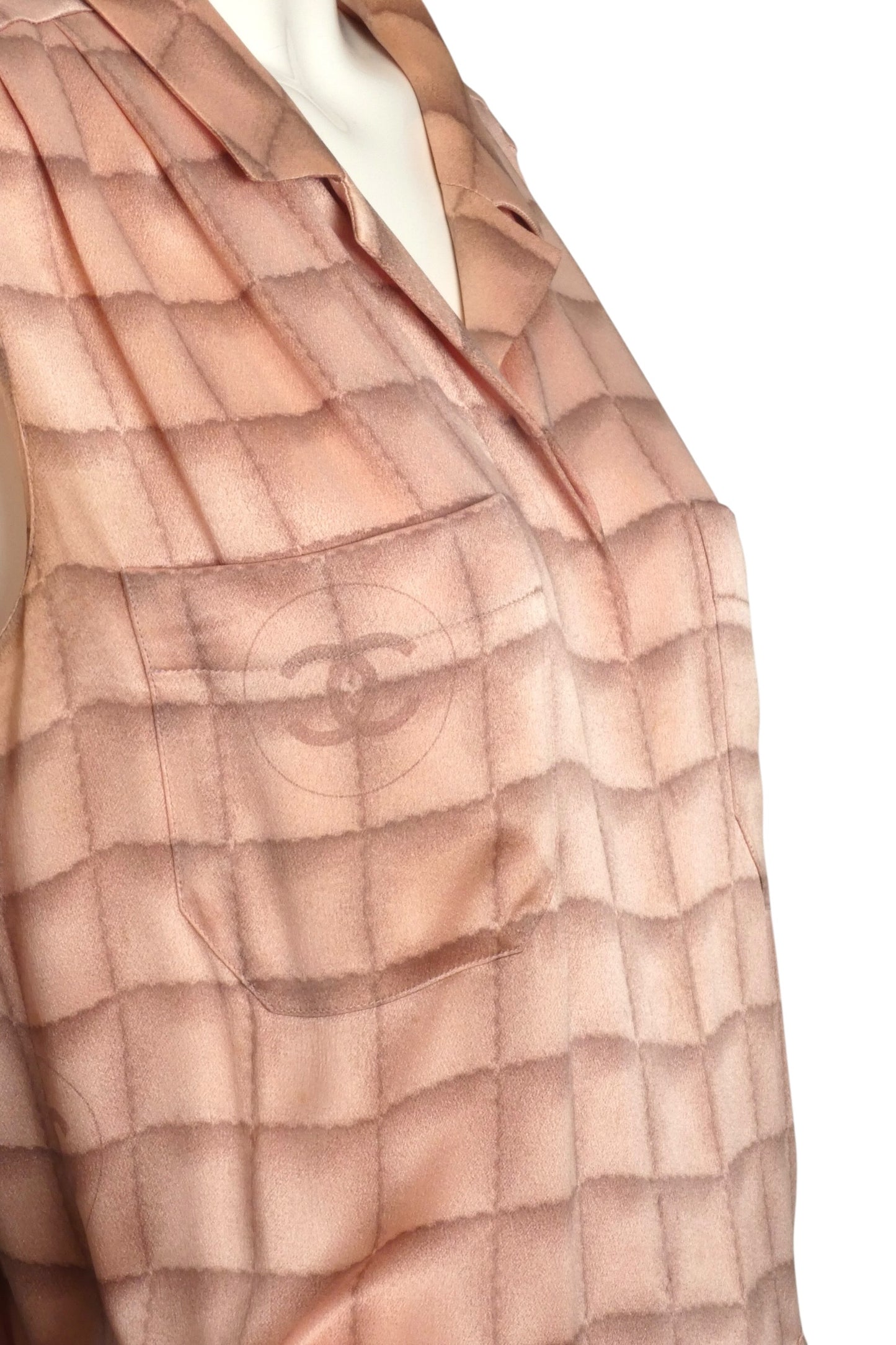 2000 Printed Satin Shift Dress, Size 10