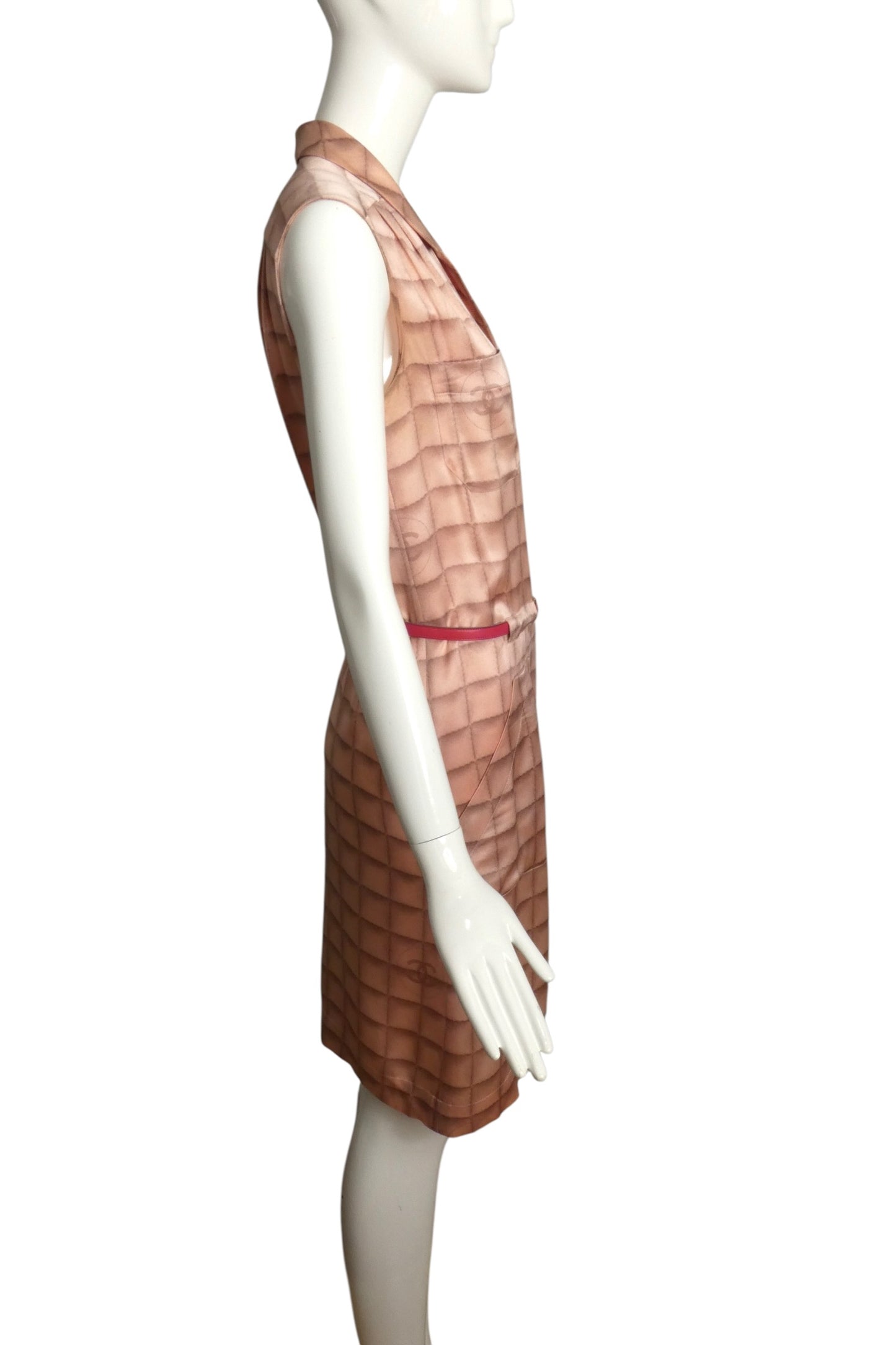 2000 Printed Satin Shift Dress, Size 10