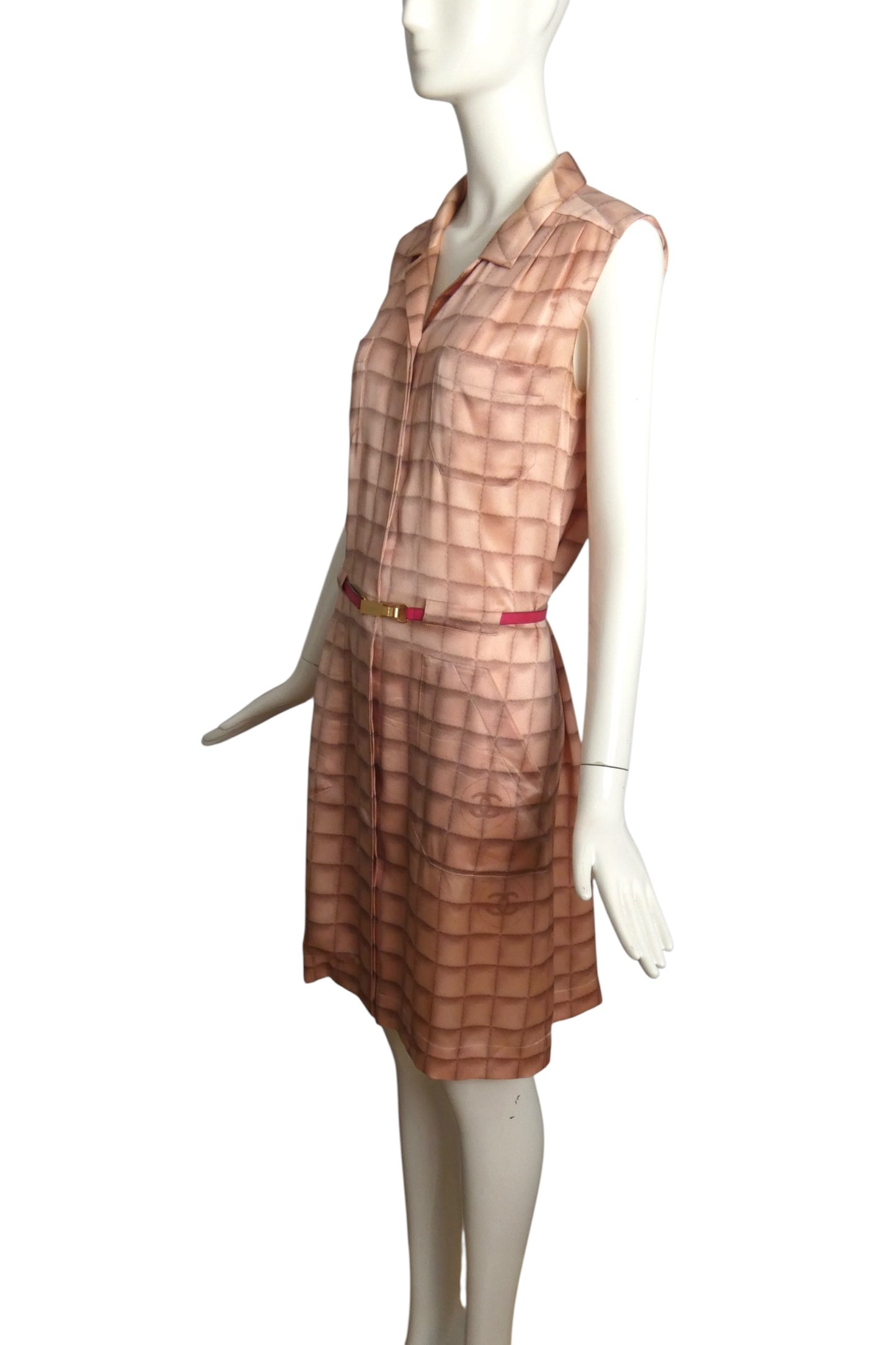 2000 Printed Satin Shift Dress, Size 10