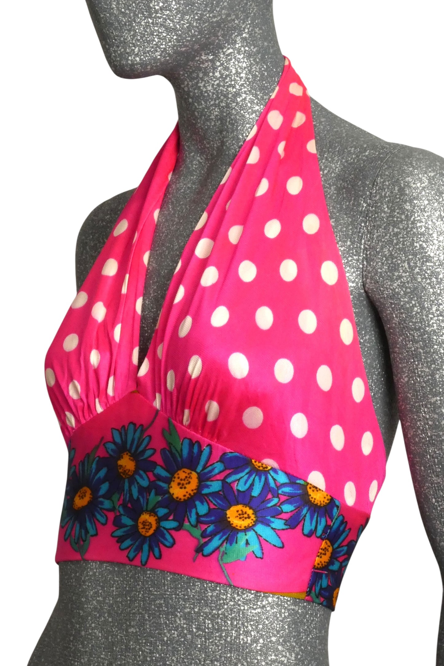 1970s Printed Knit Halter Top, Size 4