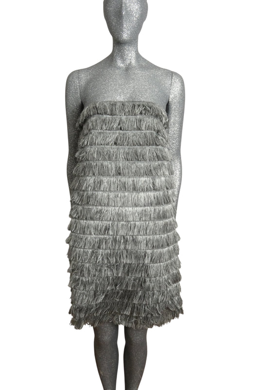 ALBERTA FERRETTI - 2023 NWT Strapless Fringe Dress, Size 4
