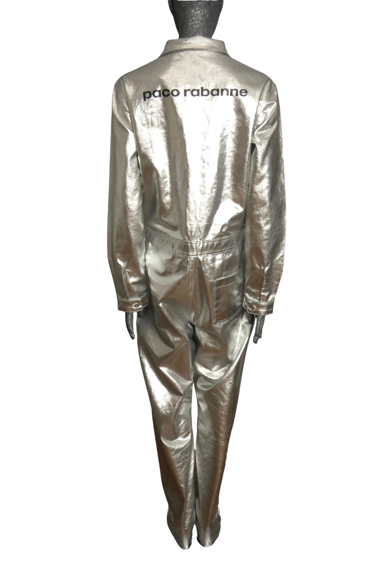 PACO RABANNE - 2020 Silver Metallic Jumpsuit, Size-Large
