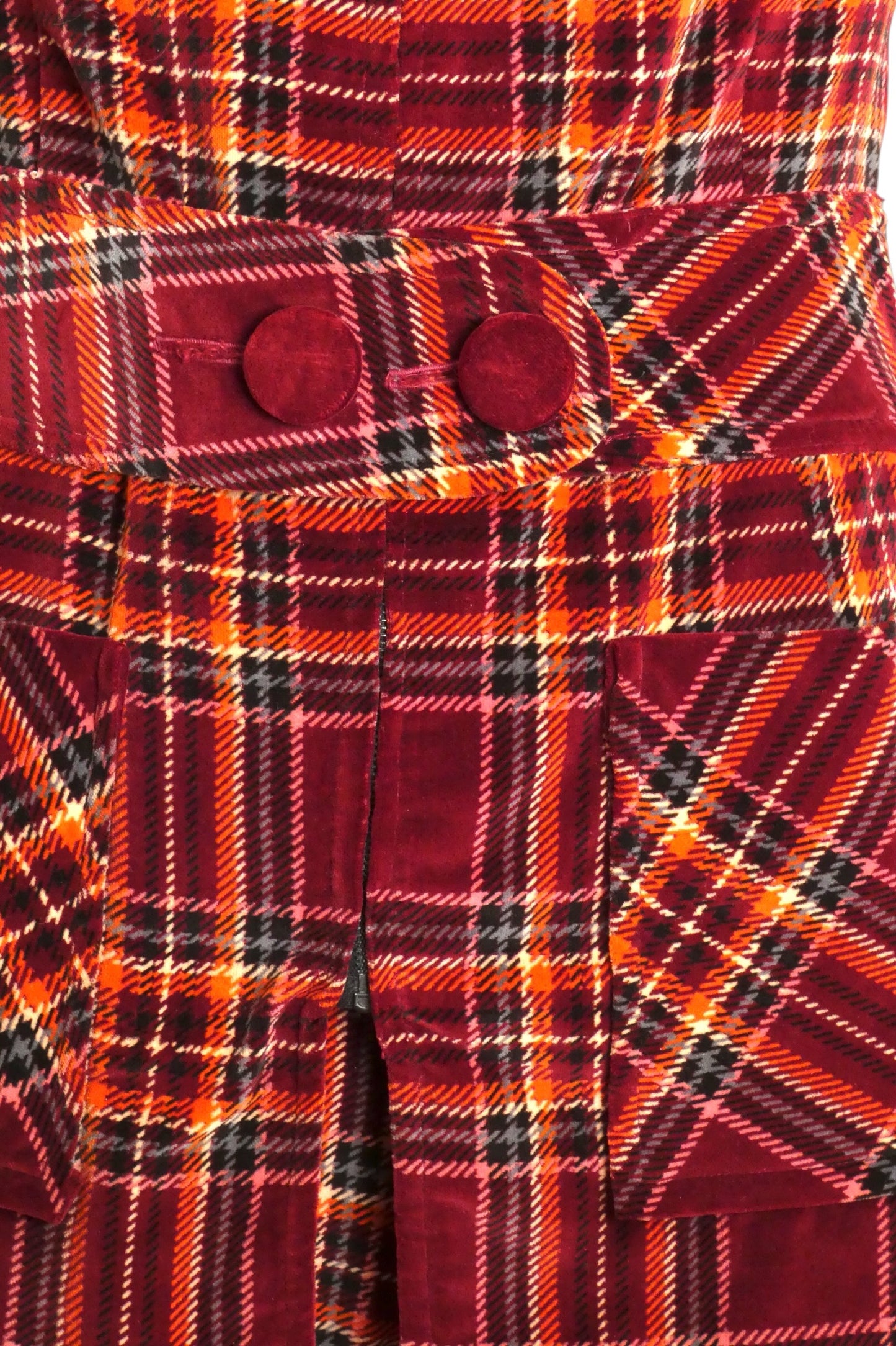 1970s Plaid Velvet Pantsuit, Size 2