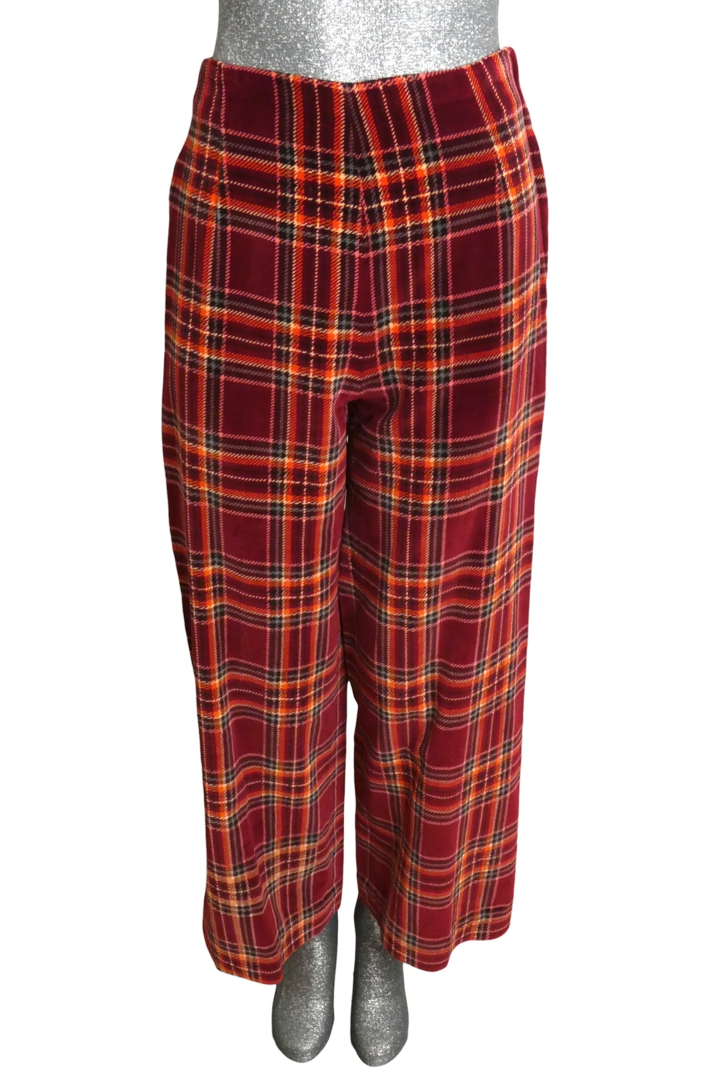1970s Plaid Velvet Pantsuit, Size 2