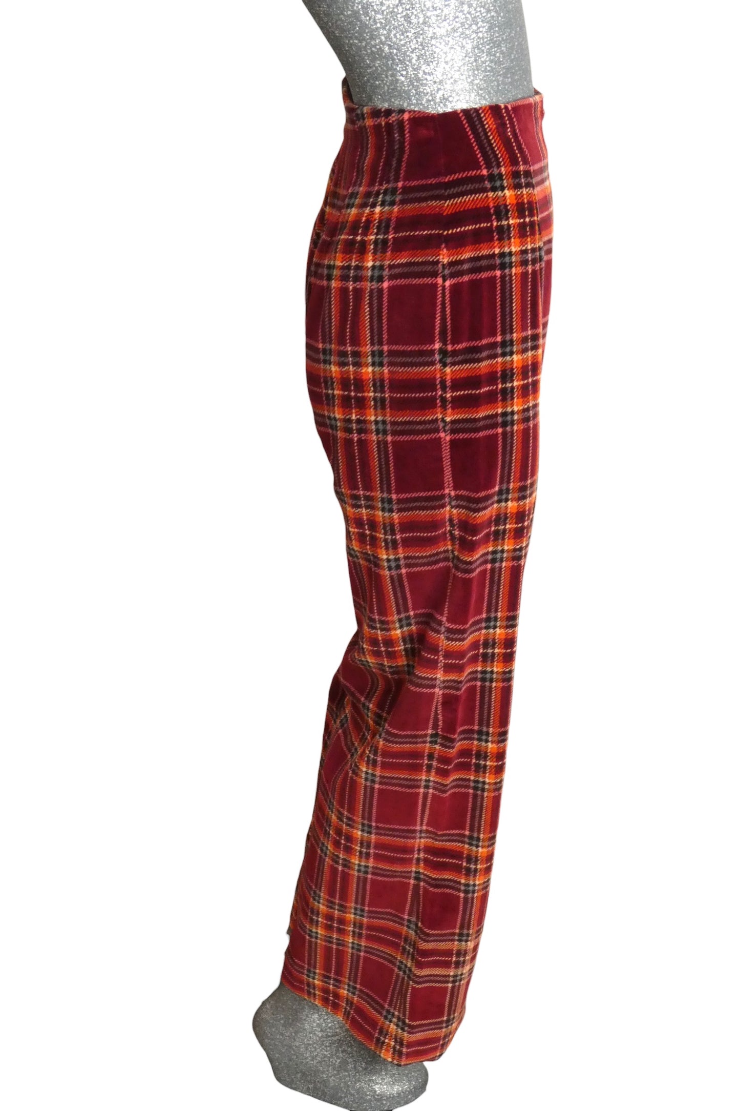 1970s Plaid Velvet Pantsuit, Size 2