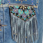 1980s Painted & Studded Denim Jacket, Size 8