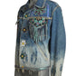 1980s Painted & Studded Denim Jacket, Size 8