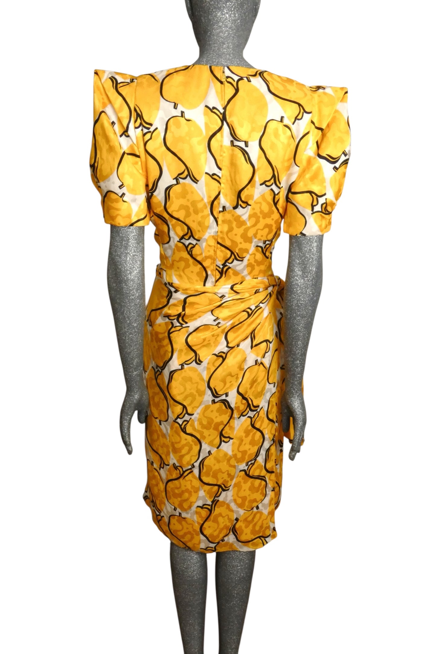 1980s Silk Jacquard Dress, Size 8