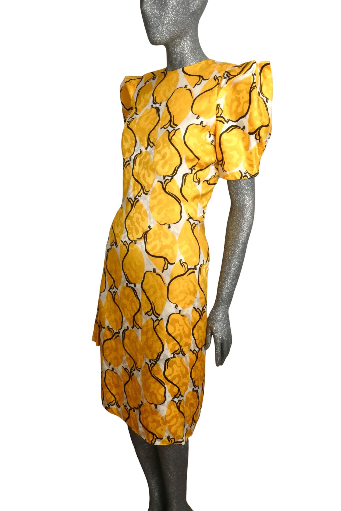 1980s Silk Jacquard Dress, Size 8