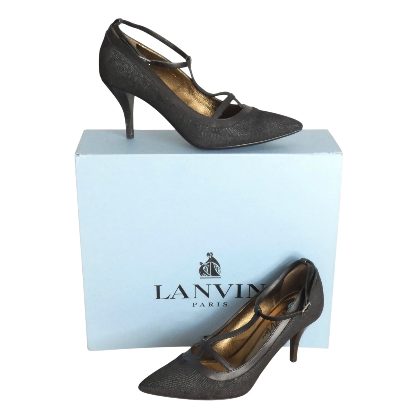 2014 Leather T-Strap Pumps, Size 37.5