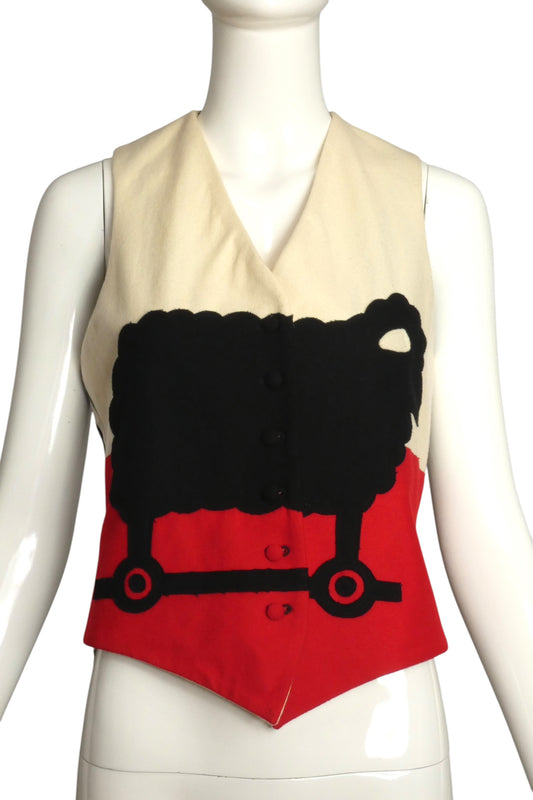 1990s Flannel Sheep Vest, Size 4