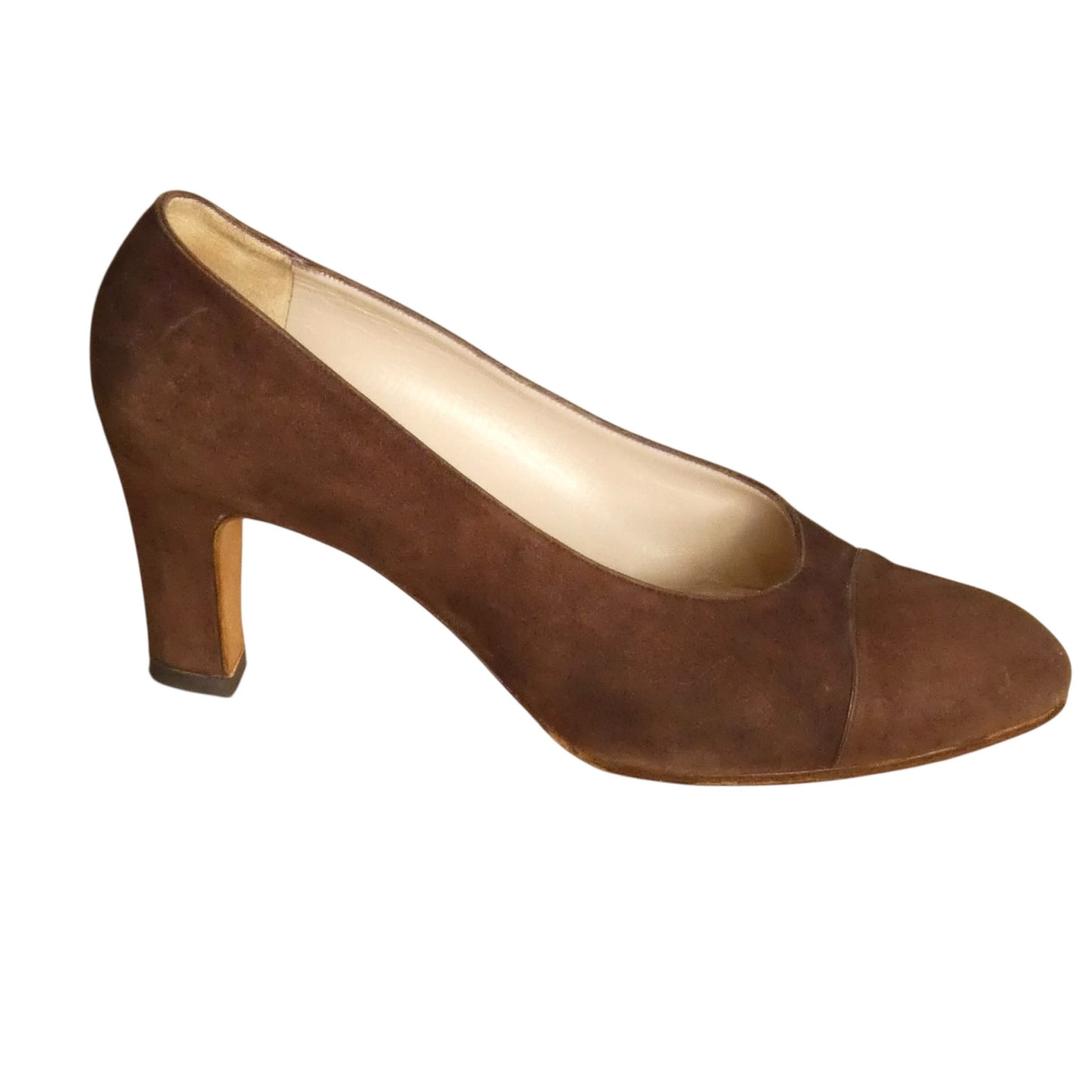 1980s Suede Cap Toe Pumps, Size-37.5