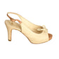 Linen Peep Toe Pumps, Size-37.5