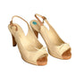 Linen Peep Toe Pumps, Size-37.5