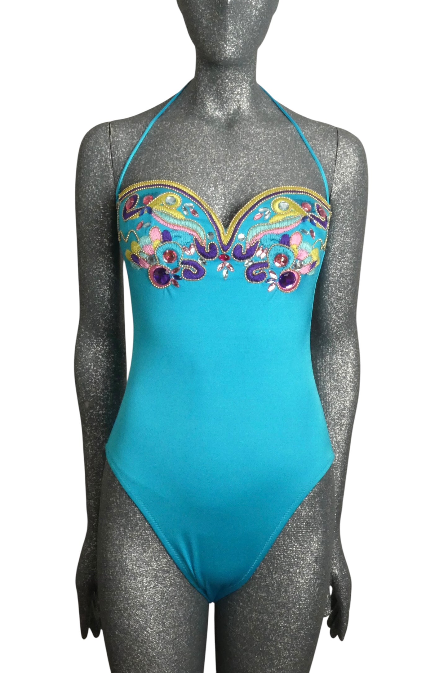 1991 Embroidered & Jeweled Swimsuit, Size-10
