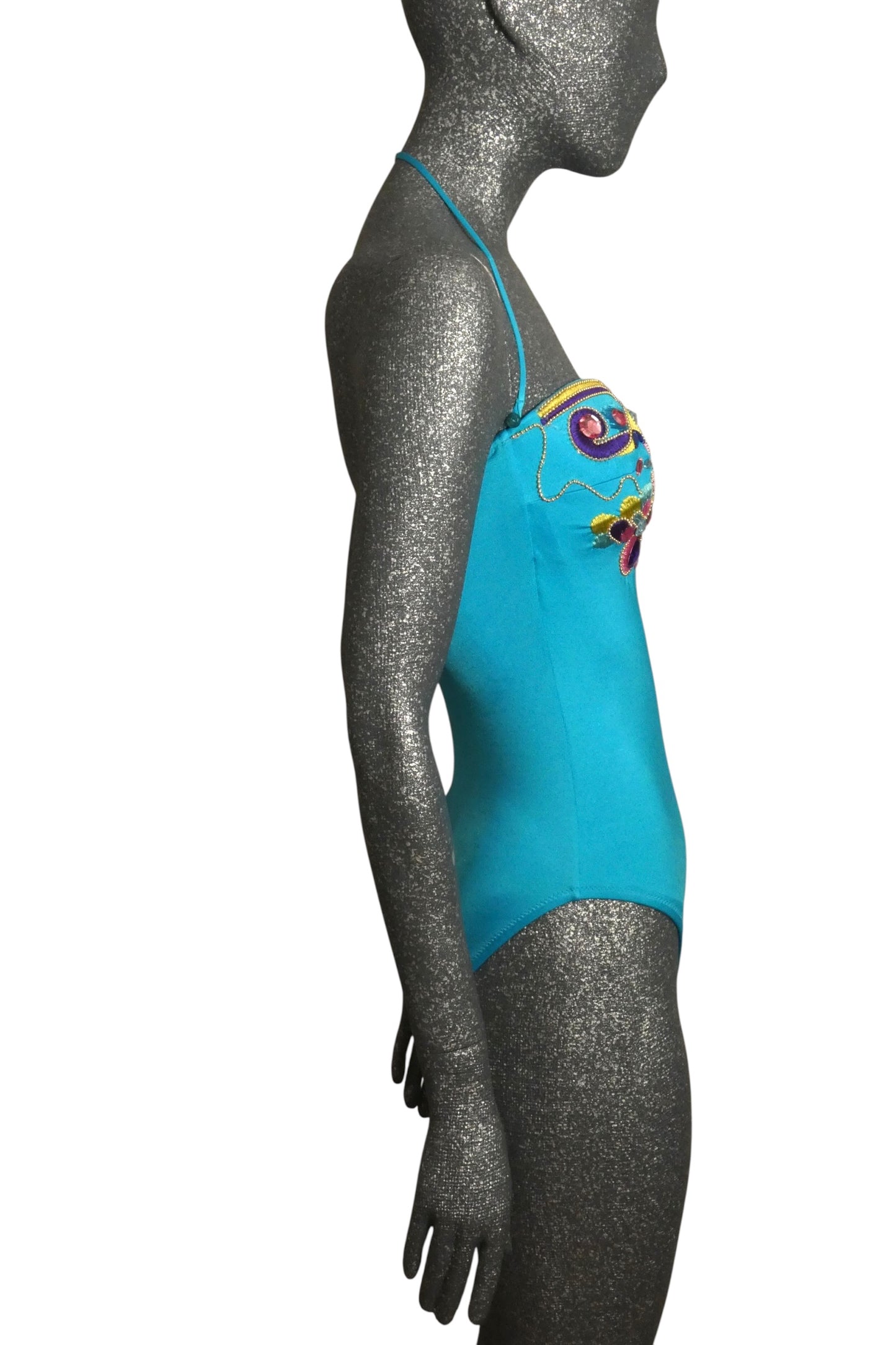 1991 Embroidered & Jeweled Swimsuit, Size-10
