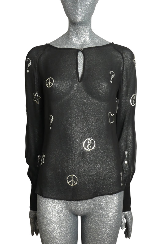1998 Rhinestone Chiffon Blouse, Size 6