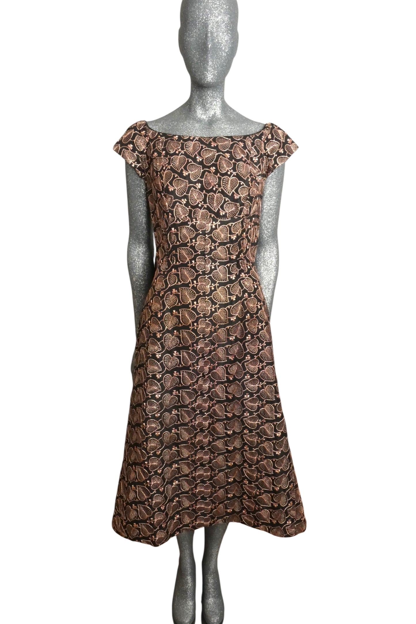 1950s Embroidered Party Dress, Size 6