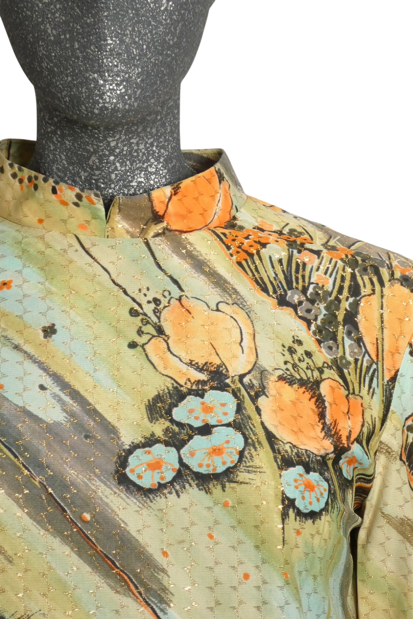 1970s Floral Knit Maxi Dress, Size-8