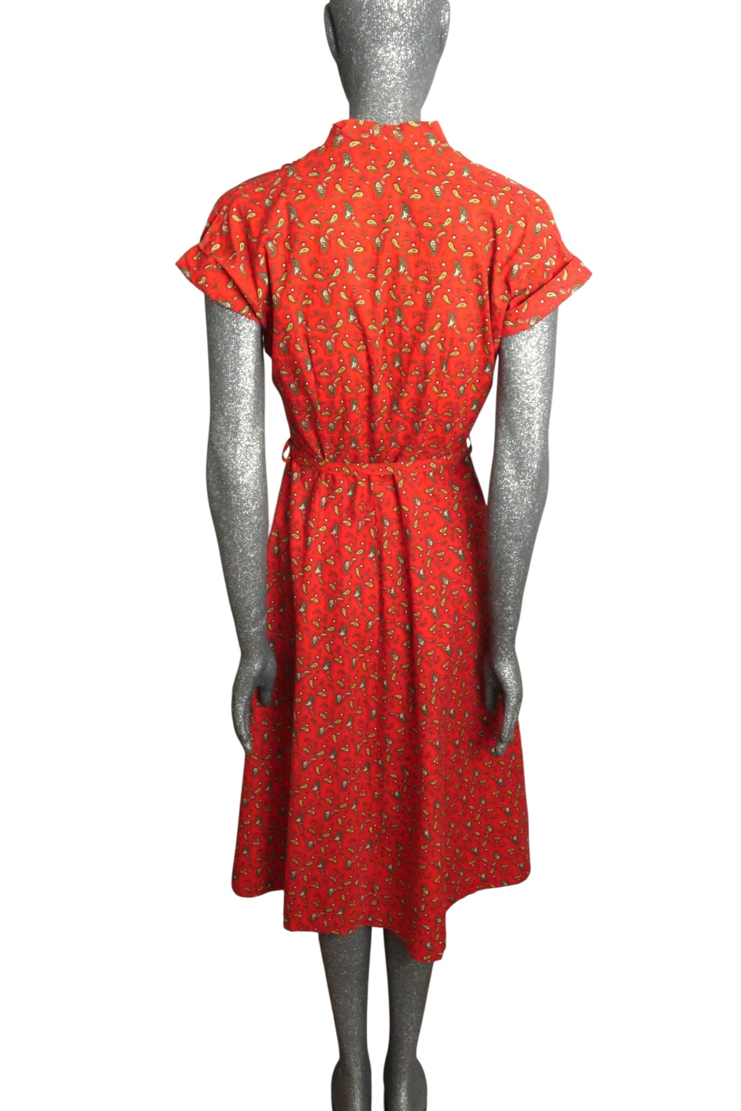 1940s Paisley Cotton Dress, Size 4