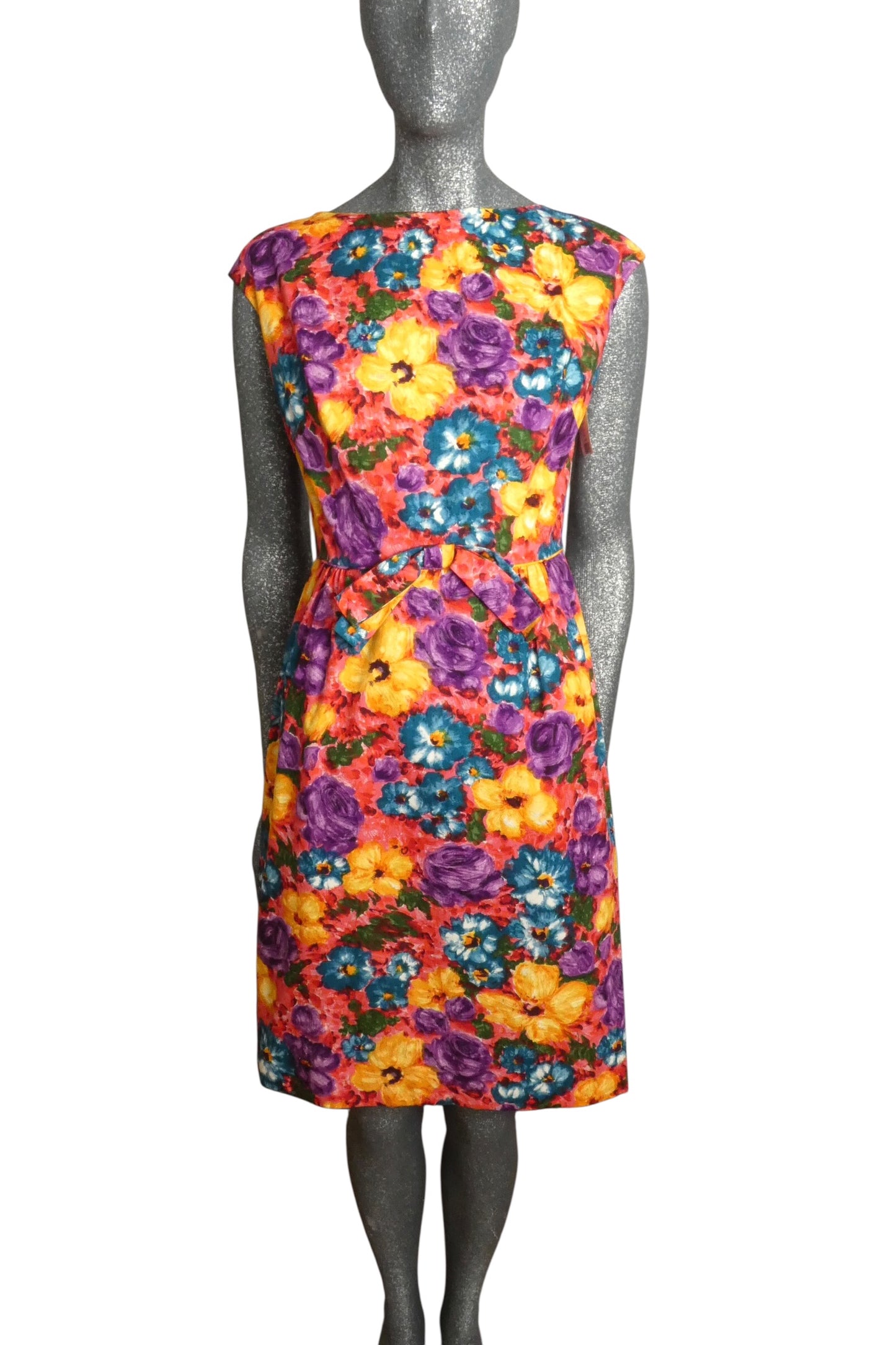 1950s Floral Cotton Dress, Size 6