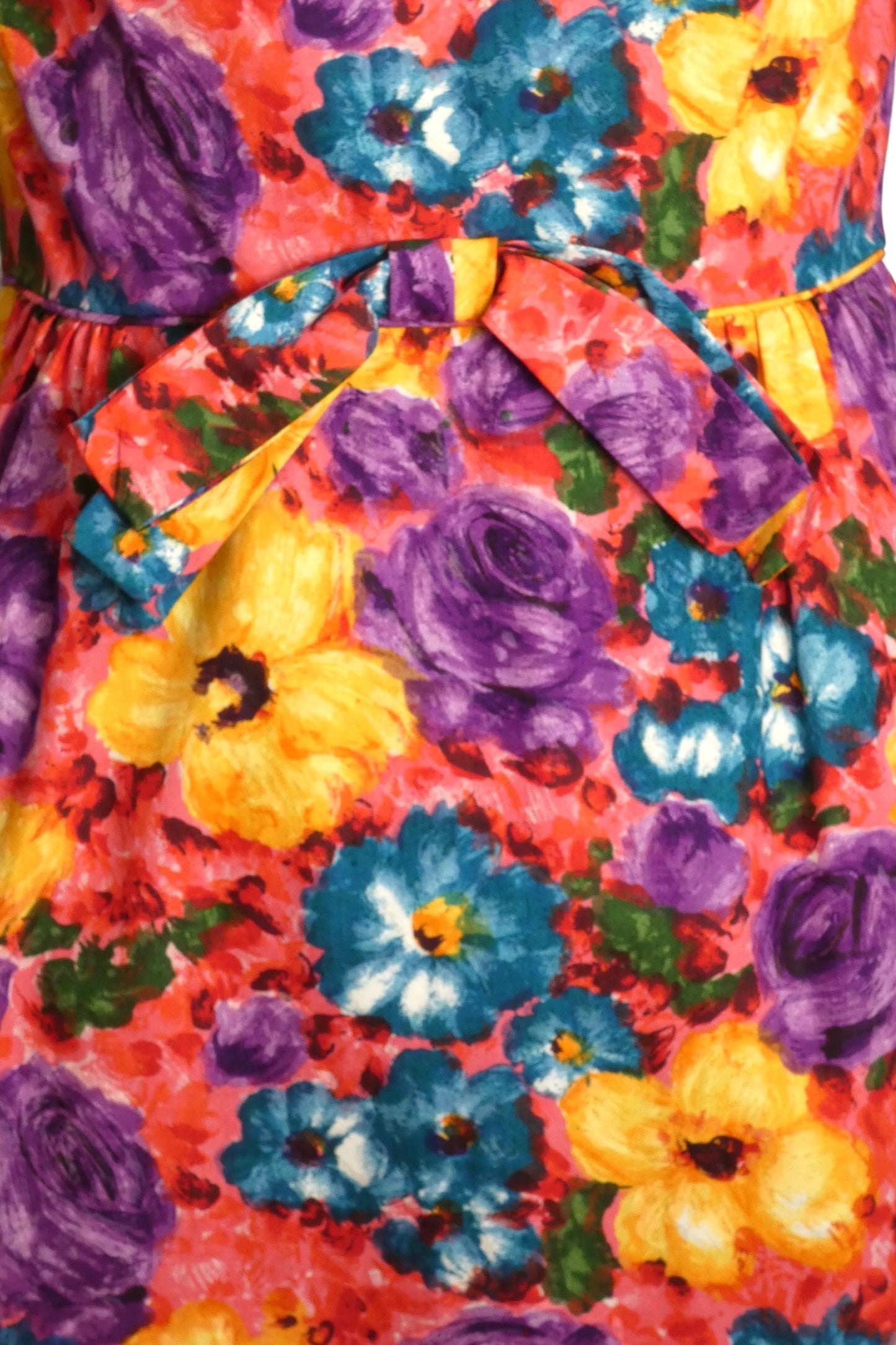 1950s Floral Cotton Dress, Size 6