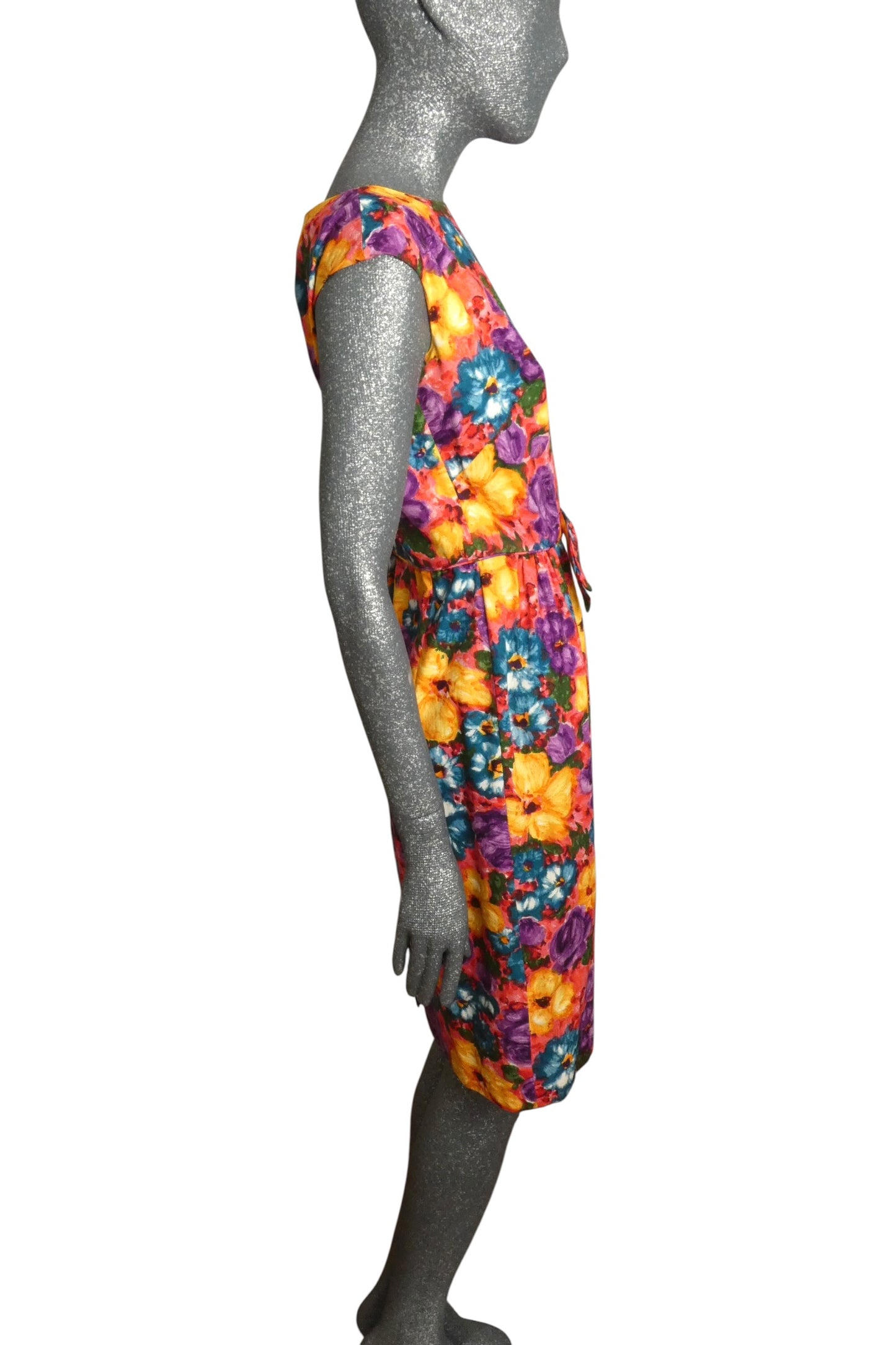 1950s Floral Cotton Dress, Size 6