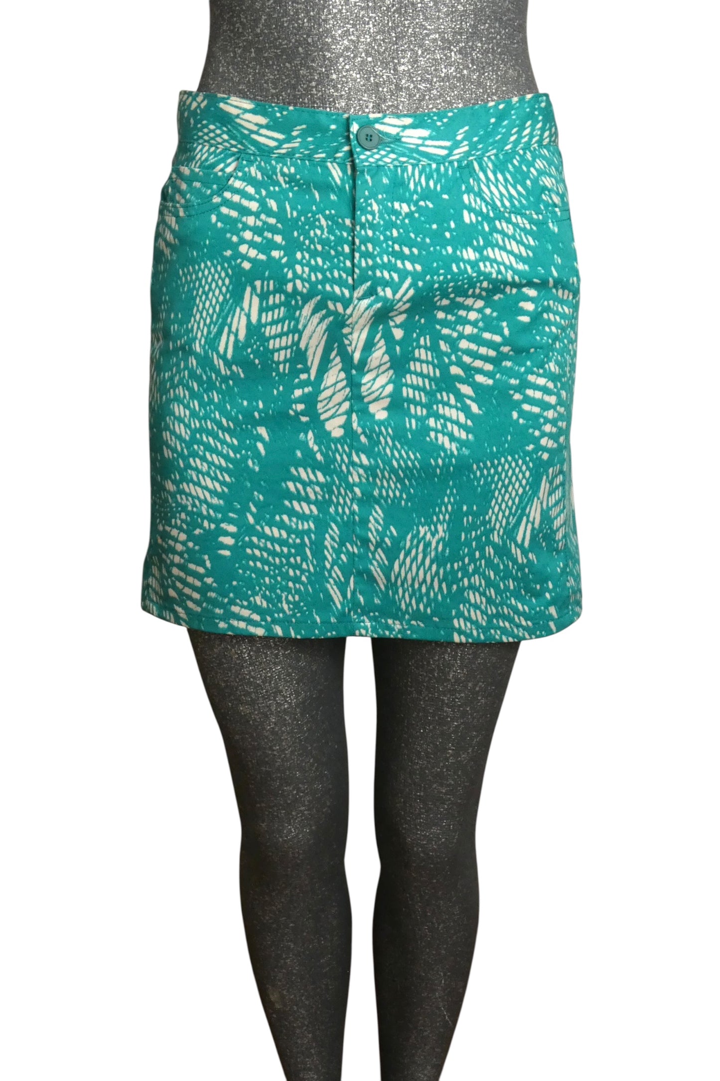 Printed Cotton Mini Skirt, Size 6