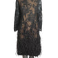 MARCHESA - Sequin & Feather Lace Dress, Size 6