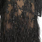 MARCHESA - Sequin & Feather Lace Dress, Size 6