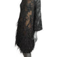 MARCHESA - Sequin & Feather Lace Dress, Size 6