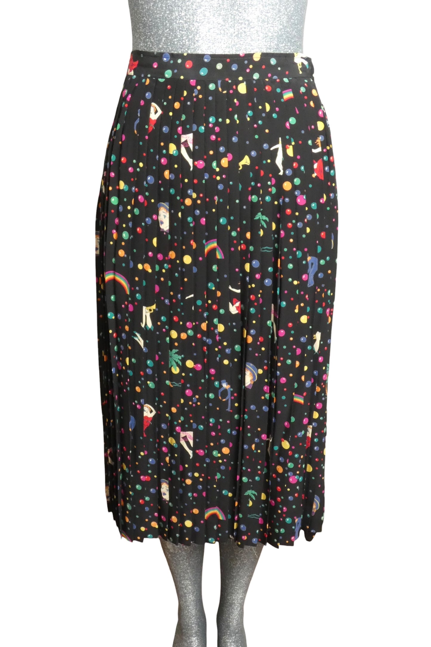 1980s Pleated Silk Skirt, Size 4