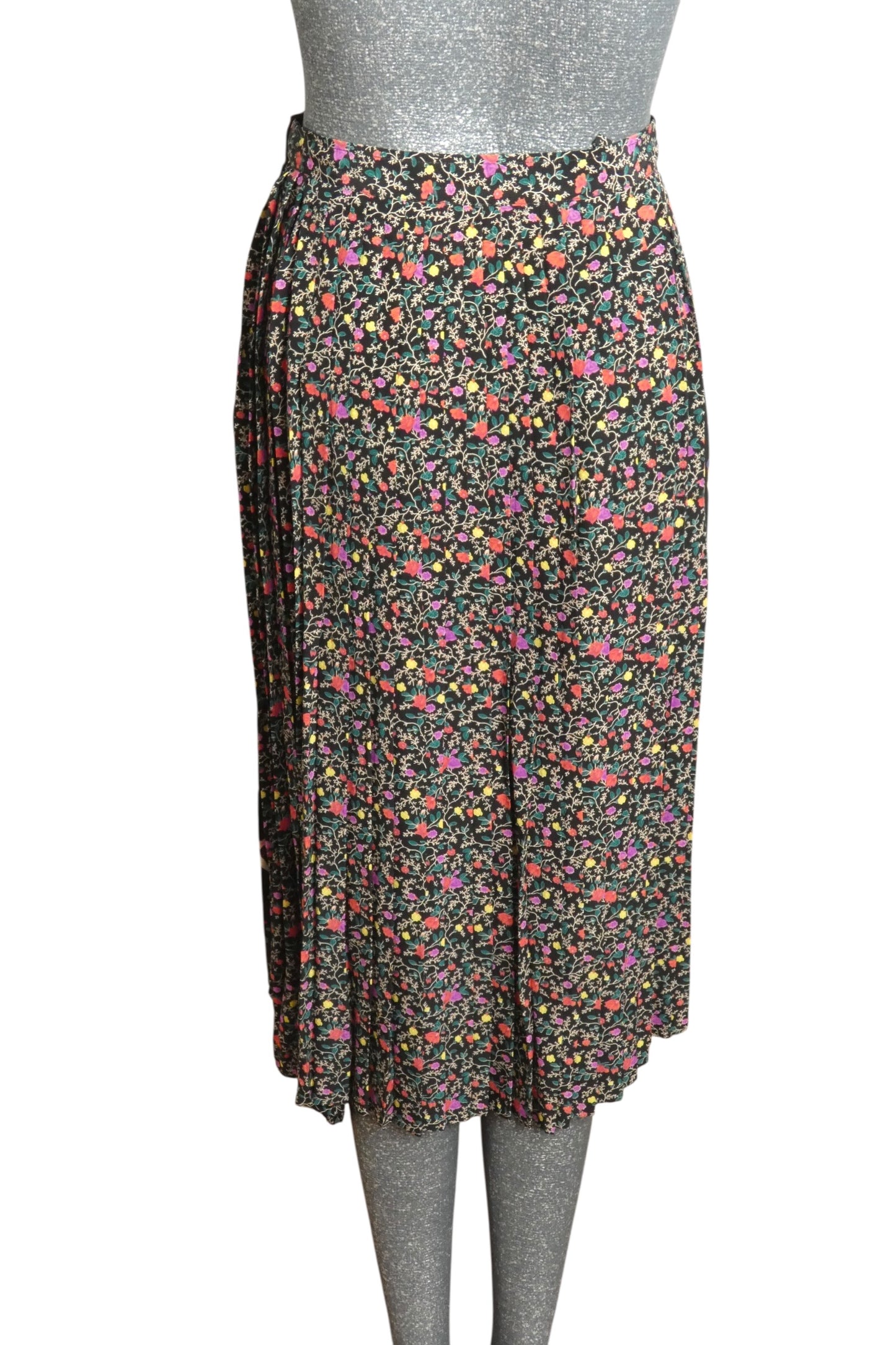 1980s Pleated Silk Skirt, Size 4