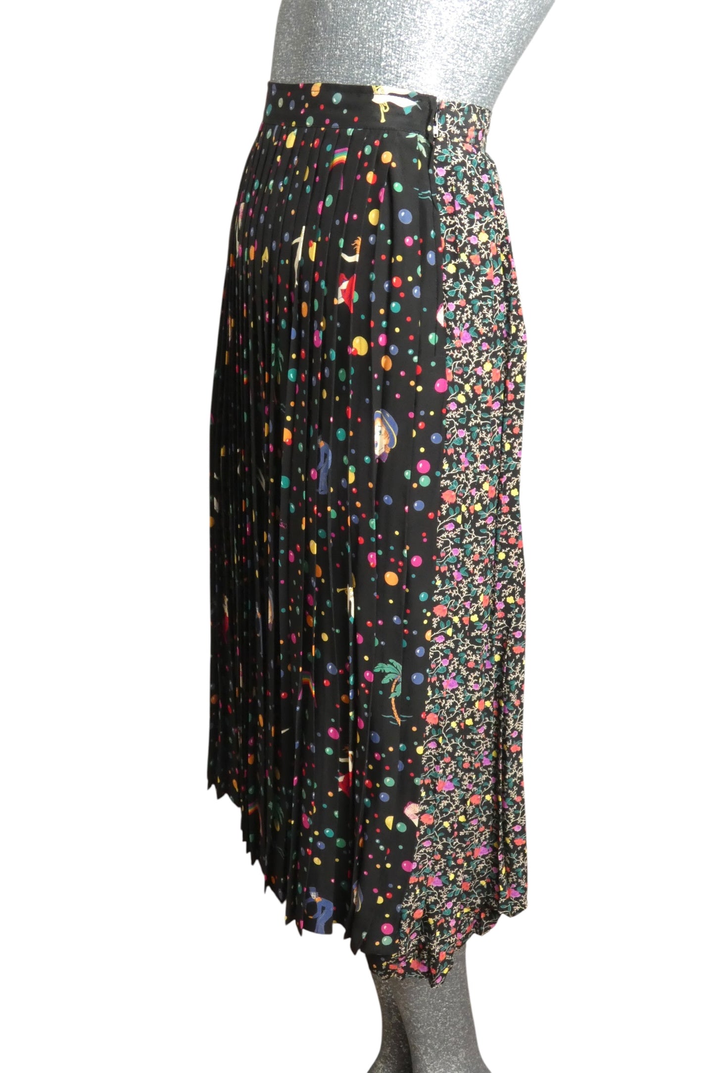 1980s Pleated Silk Skirt, Size 4
