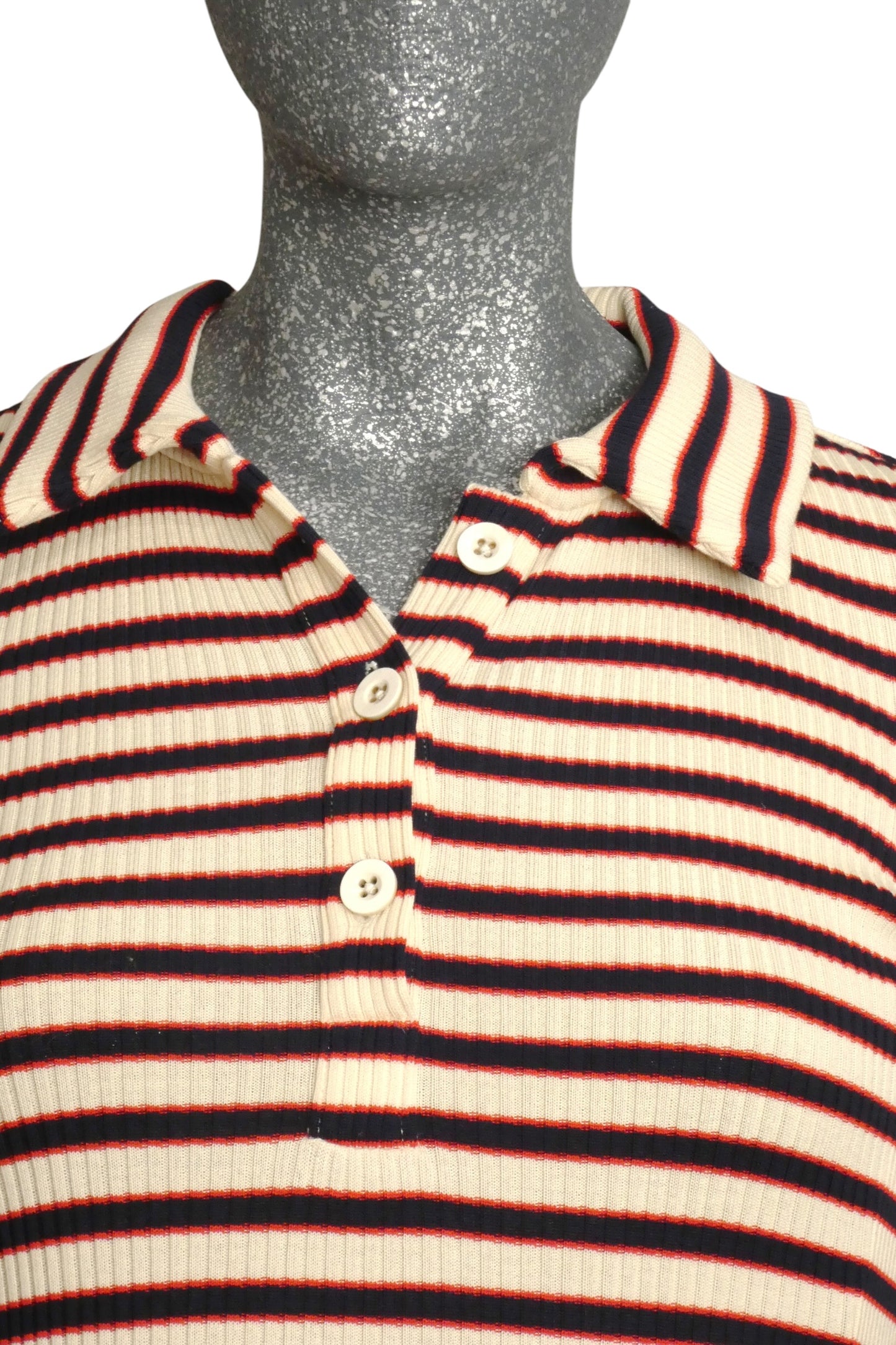 Ribbed Knit Midi Polo Shirt Dress, Size 2