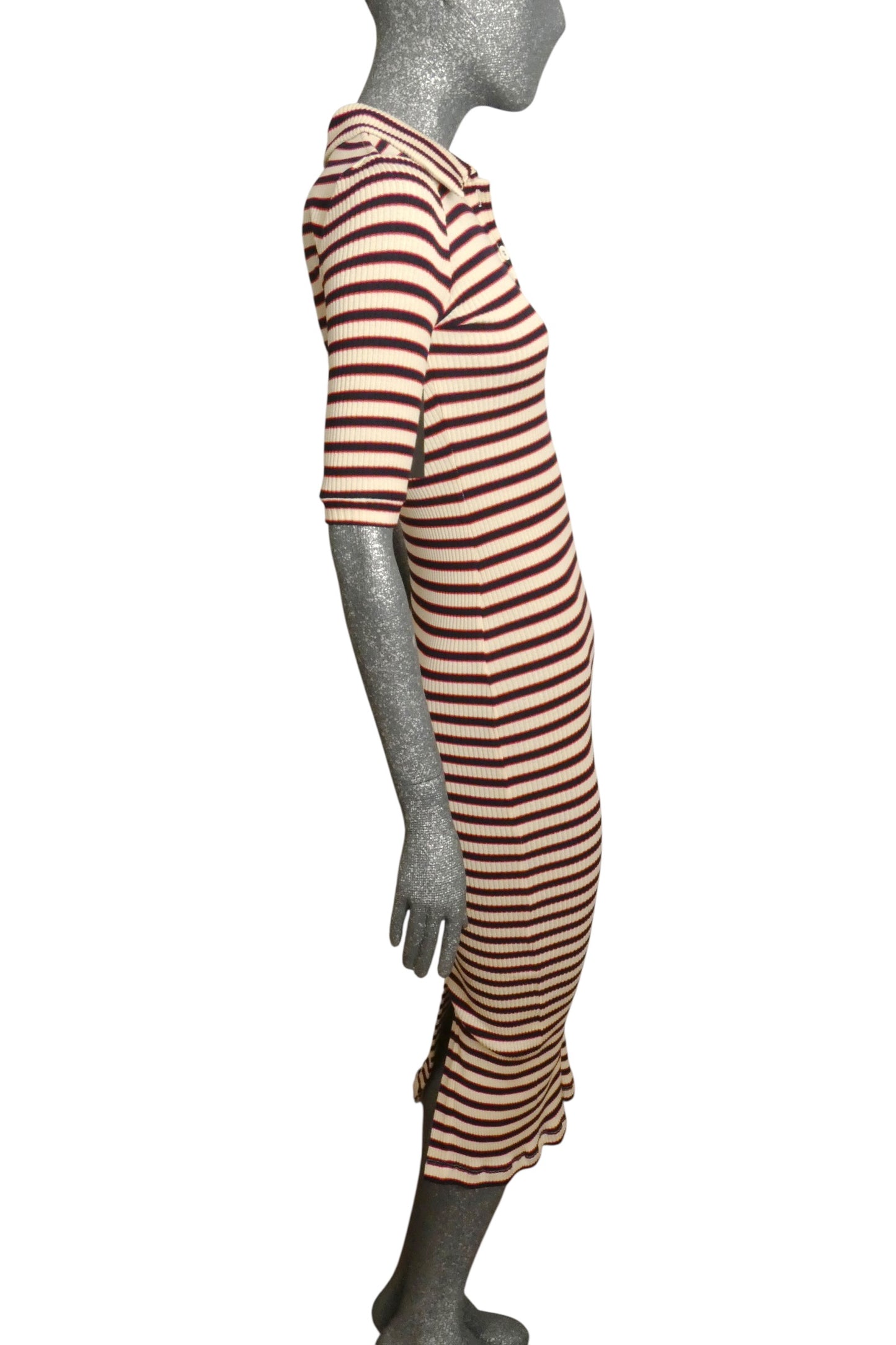 Ribbed Knit Midi Polo Shirt Dress, Size 2