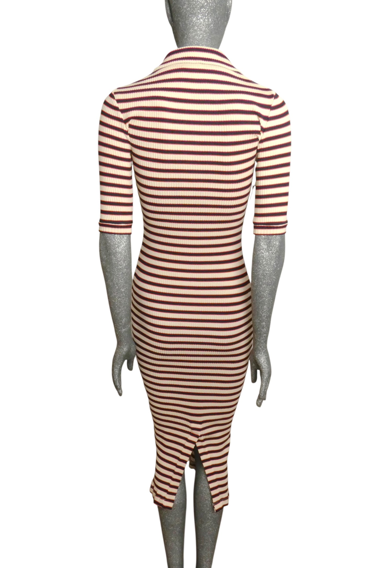 Ribbed Knit Midi Polo Shirt Dress, Size 2